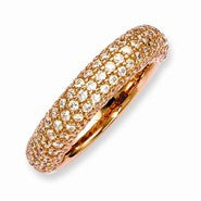 Sterling Silver Pave Rose Gold-plated 113 Stone CZ Ring