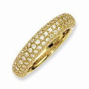 Sterling Silver Pave Yellow-plated Stone CZ Ring