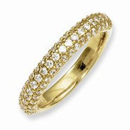 Sterling Silver Pave Yellow-plated Stone CZ Ring