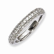 Sterling Silver Pave Rhodium-plated 61 Stone CZ Ring