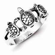 Sterling Silver Antiqued Turtle Ring