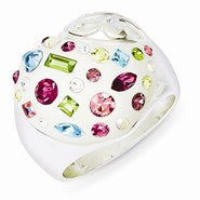 Sterling Silver Stellux Crystal Multi-Color White Ring