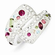 Sterling Silver Stellux Multi-Color Crystal White Ring