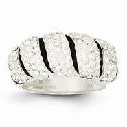 Sterling Silver Stellux Crystal Black/White Animal Print Ring