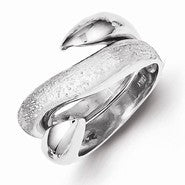 Sterling Silver w/Rhodium Plated Polished and Textured Swirl Ring