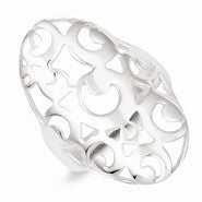 Sterling Silver Polished Filigree Ring