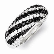 Sterling Silver w/Rhodium Plated Black/White CZ Ring