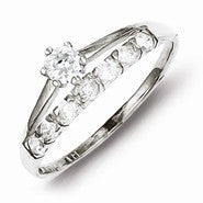 Sterling Silver Row and Solitaire CZ Ring