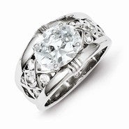 Sterling Silver w/Rhodium Plated CZ Ring