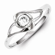 Sterling Silver w/Rhodium Plated CZ Ring