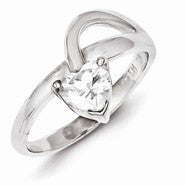 Sterling Silver Heart Shaped CZ Ring