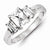 Sterling Silver w/Rhodium Plated CZ 3 Stone Ring