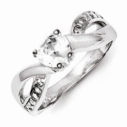 Sterling Silver w/Rhodium Plated CZ Ring