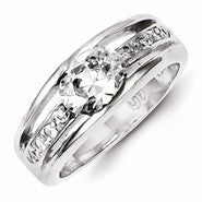 Sterling Silver w/Rhodium Plated CZ Ring