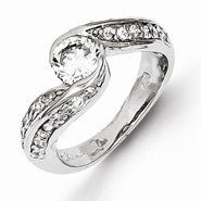 Sterling Silver w/Rhodium Plated CZ Ring