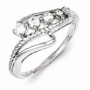 Sterling Silver w/Rhodium Plated CZ Ring