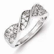 Sterling Silver w/Rhodium Plated CZ Twisted Ring