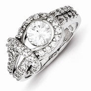 Sterling Silver w/Rhodium Plated CZ Ring