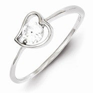 Sterling Silver w/Rhodium Plated CZ Heart Ring