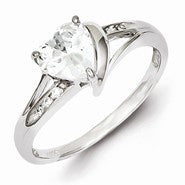 Sterling Silver w/Rhodium Plated CZ Triangle Ring