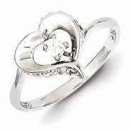 Sterling Silver w/Rhodium Plated CZ Heart Ring