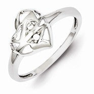 Sterling Silver w/Rhodium Plated CZ Heart Ring