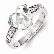 Sterling Silver w/Rhodium Plated CZ Heart Ring