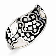 Sterling Silver Mother of Pearl & Synthetic Stone Ring