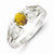 Sterling Silver Yellow Oval CZ with Side Stones Ring