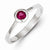 Sterling Silver Red Round Bezel CZ Ring