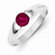 Sterling Silver Red Round CZ Ring