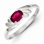 Sterling Silver Red Oval CZ Ring