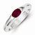 Sterling Silver Red Oval CZ Half Bezel Ring