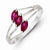 Sterling Silver Red 3-stone Marquise CZ Ring