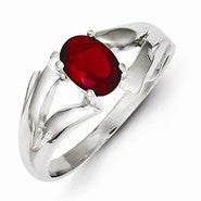 Sterling Silver Red Oval CZ Ring