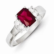 Sterling Silver Red & White CZ Ring