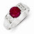 Sterling Silver Red Round with Pave Sides CZ Ring