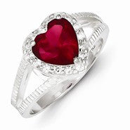 Sterling Silver Red CZ Heart Ring