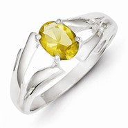 Sterling Silver Yellow Oval CZ Ring