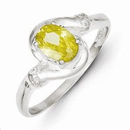 Sterling Silver Yellow Oval CZ Ring