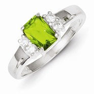 Sterling Silver Lime Green & White CZ Ring