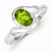 Sterling Silver Lime Green Oval CZ Ring