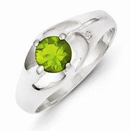 Sterling Silver Lime Green Round CZ Ring