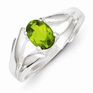 Sterling Silver Lime Green Oval CZ Ring