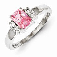 Sterling Silver Pink & White CZ Ring