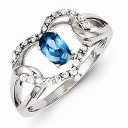 Sterling Silver CZ Aqua Heart Ring