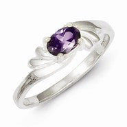 Sterling Silver Purple Oval CZ Ring