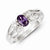 Sterling Silver Purple Oval CZ with CZ Stones Ring