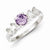 Sterling Silver Purple Round CZ with CZ Side Stones Ring