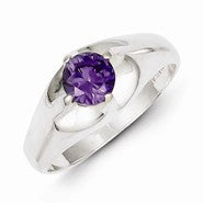 Sterling Silver Purple Round CZ Ring